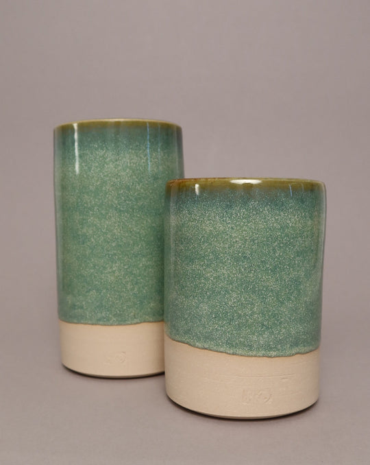 HKD CERAMICS Vases Stone Cylinder Vase. Medium - Green.