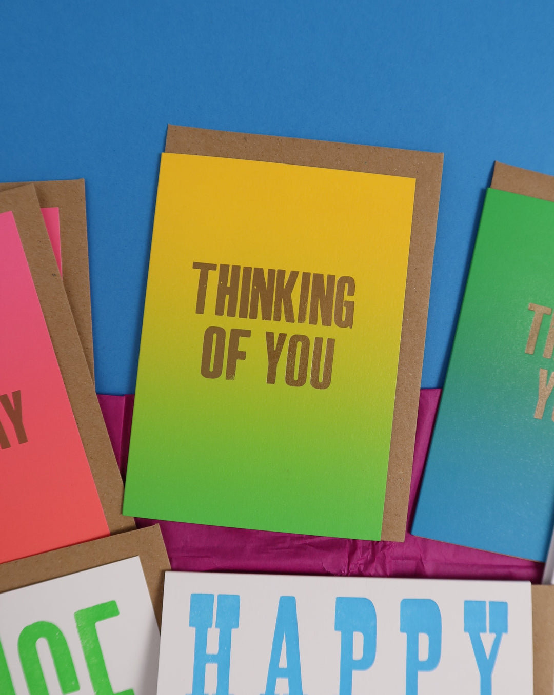 NICE & GRAPHIC Greeting Card Organizers Gradient Thinking Of You Card - Yellow + Green