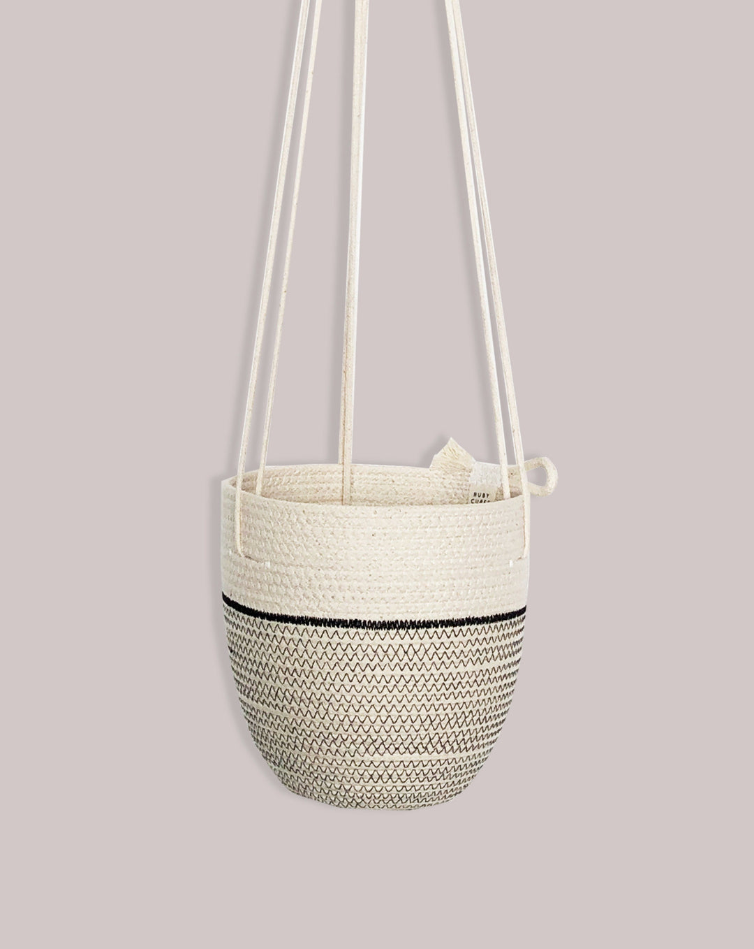 RUBY CUBES KITCHENWARE Organic Cotton Hanging Basket. Black - Regular.
