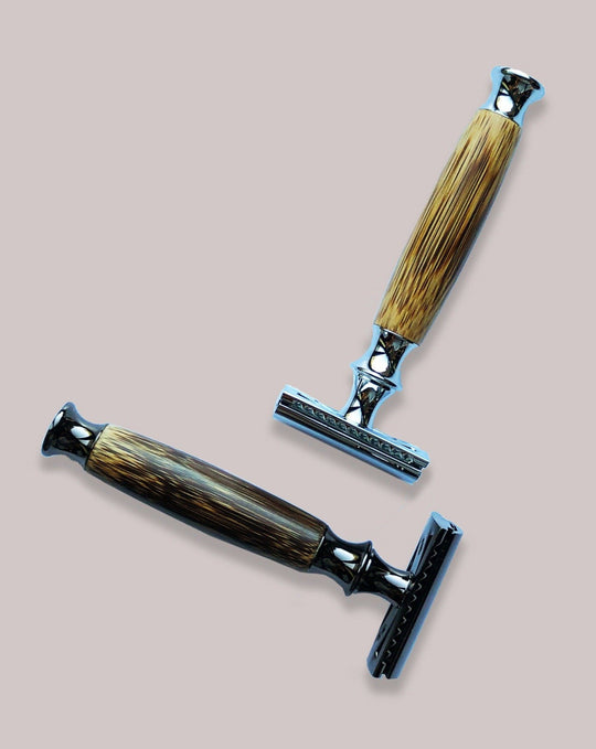 SHORELINE SHAVING SHAVING KIT Reusable Bamboo Razor Shaving  Kit - Chrome Silver Reusable Bamboo Razor Shaving Kit | Chrome Silver | 3133