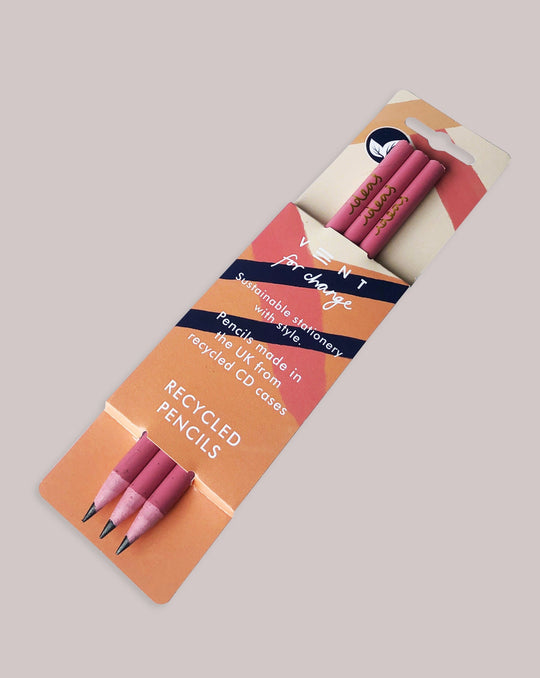 VENT FOR CHANGE PENCIL SET 'Ideas' Recycled Pencils, Pack of 3 - Pink