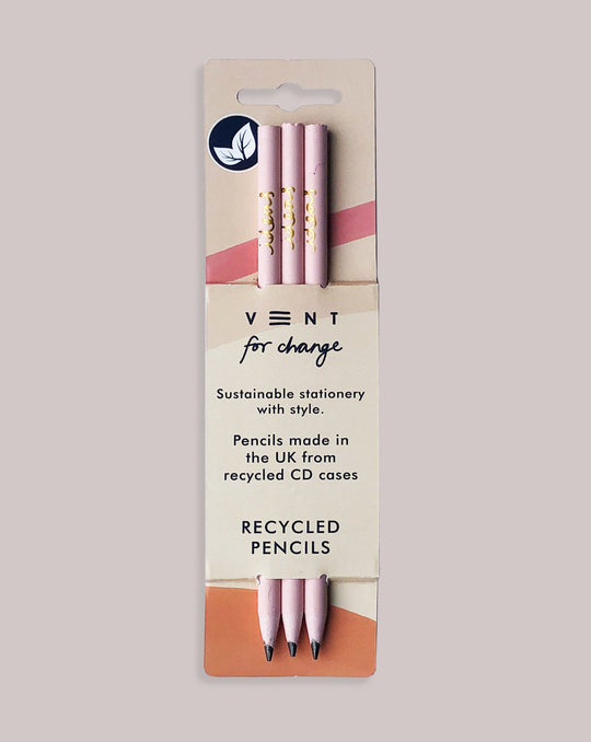 VENT FOR CHANGE PENCIL SET 'Ideas' Recycled Pencils, Pack of 3 - Rose