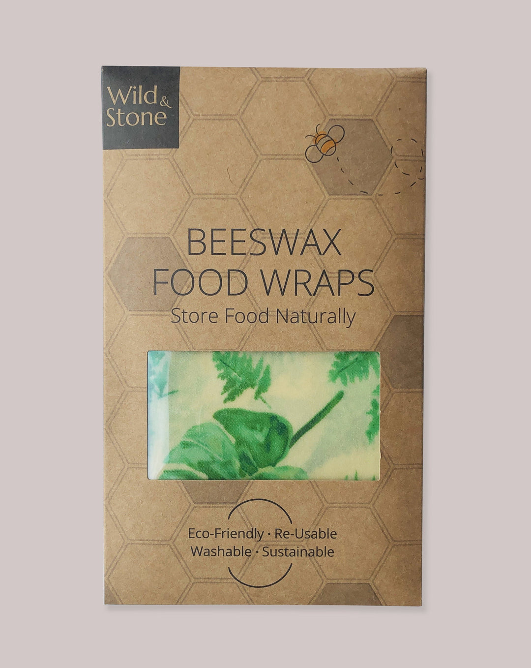 WILD AND STONE FOOD WRAPS Bees Wax Food Wraps - Pack of 3. Botanical Print.