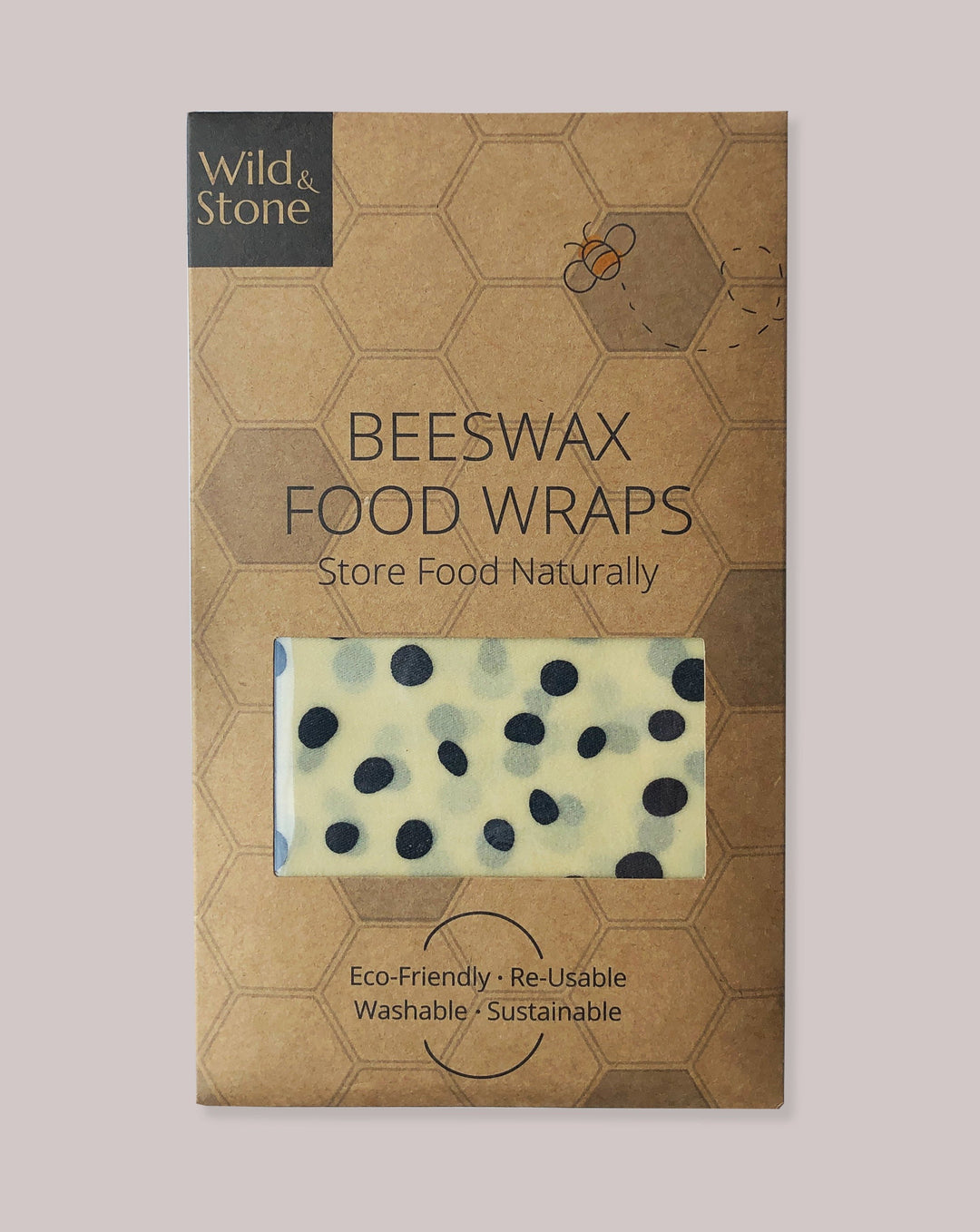 WILD AND STONE FOOD WRAPS Beeswax Food Wraps - Pack of 3. Dalmatian Print.